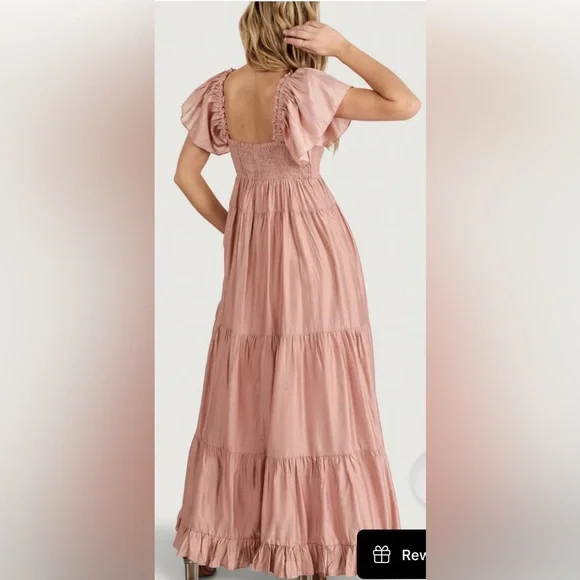 NWT Baltic Born Agatha Maxi Dress Dusty Mauve Tiered Ruffle Pockets L - Picture 4 of 13